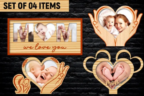 Paquete de figuras de amor para mamá - Cuadros decorativos para corte láser CNC