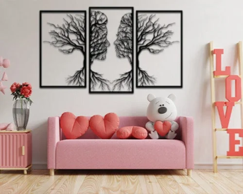 Cuadro de Pareja en Ramas de Árbol - Diseño Exclusivo para Corte Láser DIY