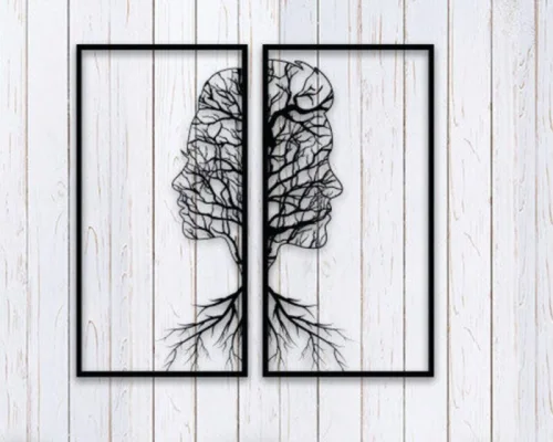 Cuadro Decorativo de Pared: Rostros Abstractos en Madera para Corte Láser Personalizado