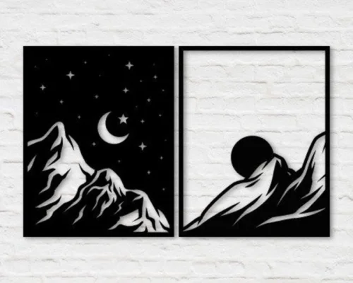 Cuadros de pared de montaña día y noche para corte láser - Decoración personalizada
