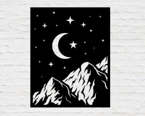 Decoración de Pared Montaña Brillante en la Oscuridad para Corte Láser - Diseño Moderno y Único