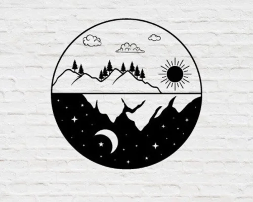 Silueta Circular Día y Noche - Decoración Creativa de Corte Láser para Hogar