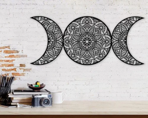 Archivo de corte láser de Mandala decorativa de luna llena para manualidades y decoración
