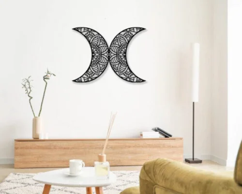 Archivo de corte láser Mandala Luna Doble para manualidades y decoración personalizada