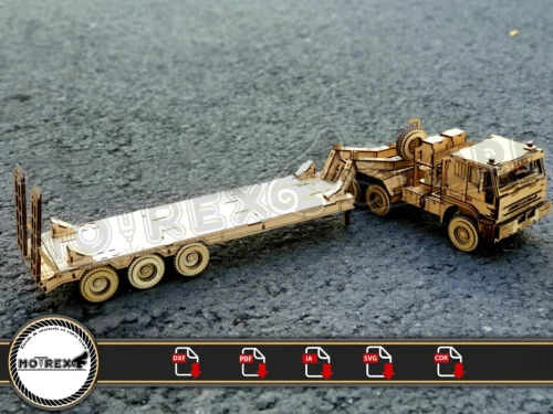 Archivos Camion Iveco eurotrakercon rampla 3mm Cnc laser cut Dxf, Ai, Cdr, Pdf, Svg.