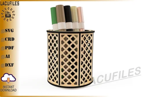 Portalápices de reja para corte láser CNC | Organizador de plumones y lápices decorativo