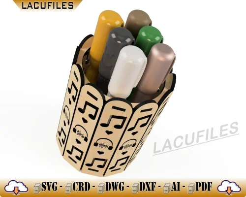 Portalapiceros Musicales y Caja de Almacenamiento Colorida para Corte Láser - Diseño Único