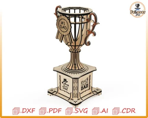 Trofeo para papá para corte por láser, plantilla SVG para el Día del Padre, regalo para el mejor papá, archivos CNC para láser.