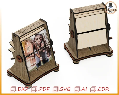 Marco de fotos FlipBock para corte láser | Archivo SVG/DXF/CNC descargable para manualidades