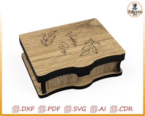 Caja organizadora tipo libro para corte láser - archivo SVG descarga digital CNC
