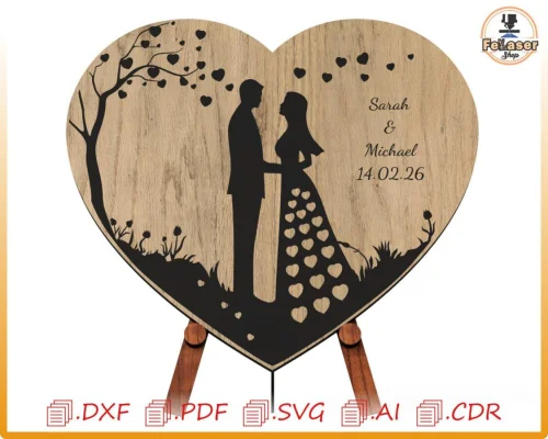 Custom Heart Puzzle for Laser Cutting | SVG, DXF, DWG, PDF Files for CNC