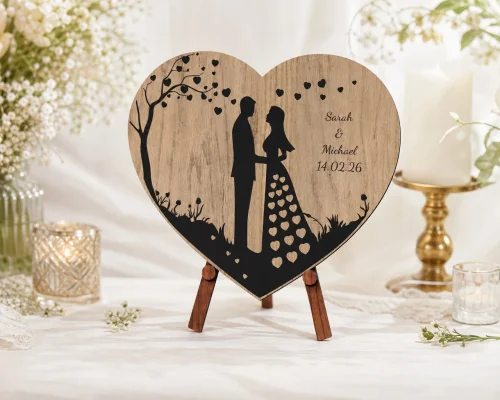 Puzzle corazón personalizable para corte láser | Archivos SVG, DXF, DWG, PDF para CNC