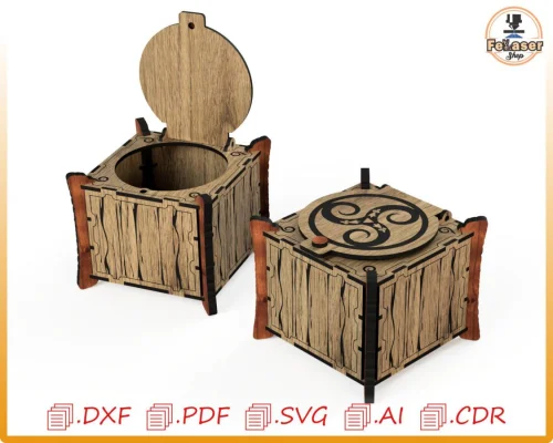 Caja con tapa para corte láser - archivos DXF SVG DWG AI PDF, diseño para CNC