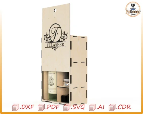 Caja de regalo para vino y whisky - diseño para corte láser (DXF, SVG, AI) para botella 0,7–0,75 L