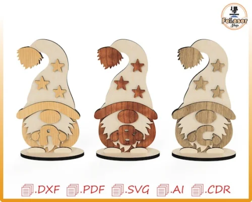 Christmas Gnome Laser Cut: SVG Ornament (Digital Download)