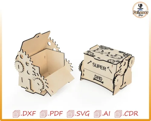 Caja personalizada para papá mecánico: Plantilla de madera cortada a láser (descarga digital)