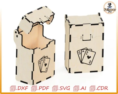 Una caja para corte por láser, caja para juego de mesa, caja para naipes, plantillas vectoriales para corte por láser, vectores para corte por láser, SVG.