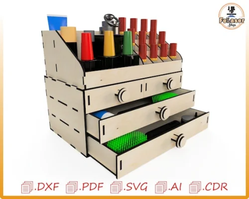 Laser-Cut Makeup Organizer: SVG Files for Cosmetic Storage Case