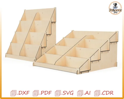 Soporte de exposición cortado con láser SVG: plantilla digital (3 mm)