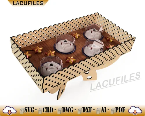 Bandeja elevada cortada a láser para aperitivos - Soporte decorativo personalizado