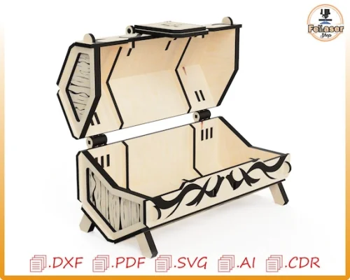 Caja hexagonal de madera cortada con láser CNC SVG, DXF