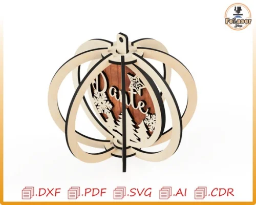 Esfera giratoria navideña personalizable para corte láser - Adornos SVG para árbol de Navidad