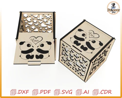 Caja de madera personalizada para el Día de San Valentín - Diseño para corte láser