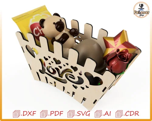 Cesta de amor para corte láser - Canasta personalizada para ocasiones especiales