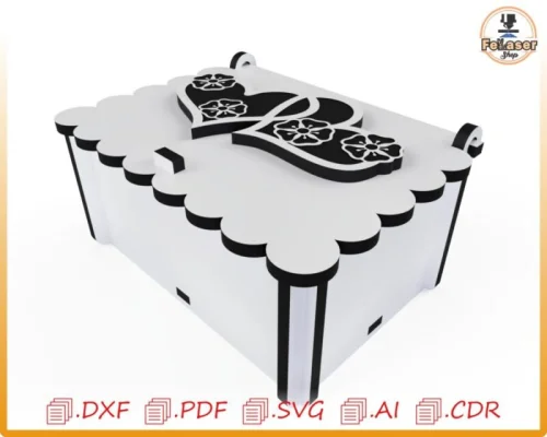 Cajita con Tapa de Corazón para Corte Láser - Almacenamiento Decorativo Personalizado