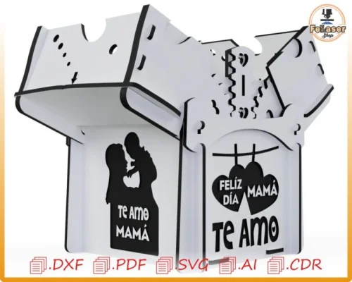 Caja Explosiva con Engranajes para Corte Láser - Diseño Creativo y Personalizable