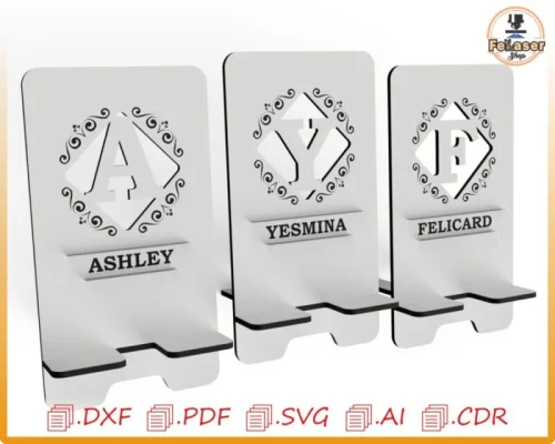 Soporte de Celulares Personalizado A-Z para Corte Láser - Diseño Único y Funcional