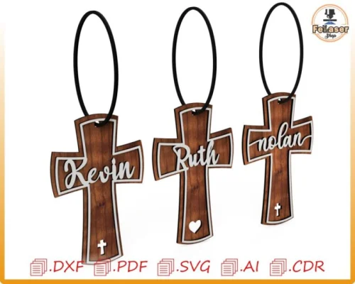 Cruz de Comunión Personalizada para Corte Láser - Nombres Editables y Diseño Único