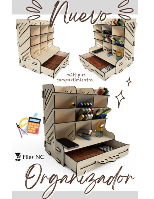 T2 Desktop Organizer for Laser Cutting - Customizable and Functional Design