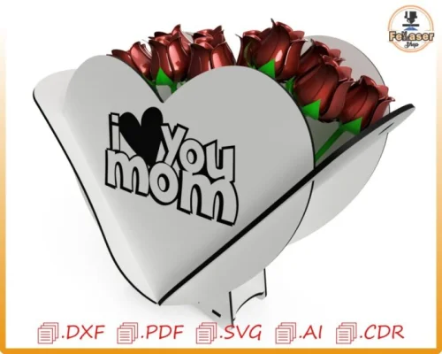 Caja de Corazón para Mamá - Diseño Exclusivo para Corte Láser Personalizado