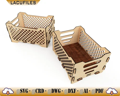 Cesta de Almacenamiento para Corte Láser - Canasta Decorativa de Arte CNC