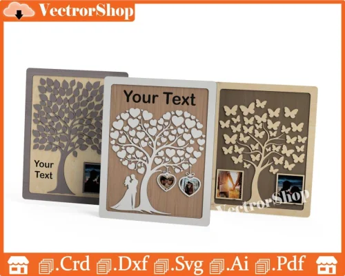 Libro de firmas de madera personalizado - Árbol de corazones, hojas o mariposas | MDF cortado con láser