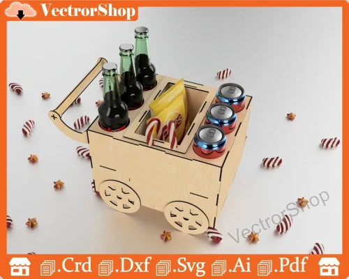 Carrito Batanero para Cervezas y Dulces - Archivos Digitales Corte Láser SVG, AI, DXF, PDF
