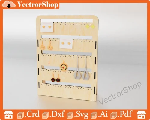 Soporte de exhibición de aretes y collares para mujer - Plantilla láser CNC decorativa Glowforge