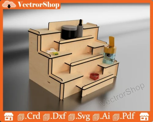 Organizador escalonado de escritorio para corte láser - Plantilla SVG, AI, PDF, DXF y DWG para estudiantes