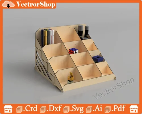 Organizador de escritorio escalonado para corte láser - archivos SVG CNC ideales para estudiantes