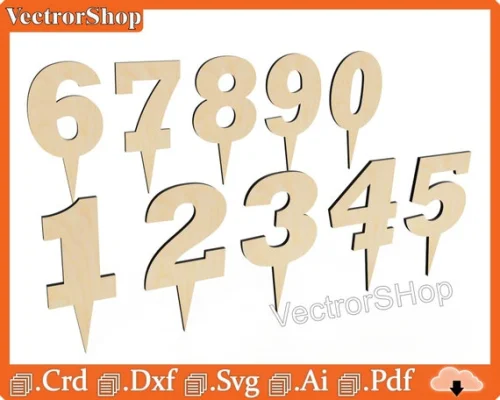 Números de pasteles para corte láser CNC - Archivos digitales decorativos personalizables