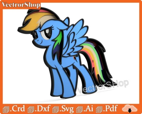 Mesa vectorial multicapa para corte láser de dibujos animados Pony - Plantillas CNC Glowforge