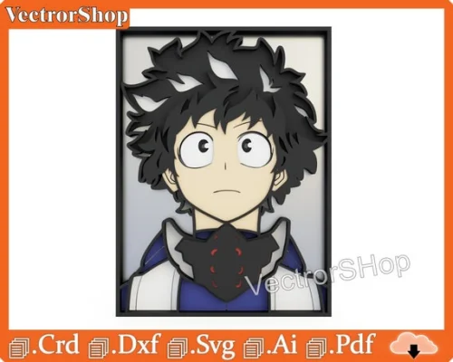 Vectores Izuku Midoriya para Corte Láser | Arte Anime Otaku | Archivos DXF y SVG | Descarga Instantánea
