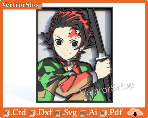 Mesa Multicapa Tanjiro - Decoración de Pared Anime para Corte Láser SVG DXF para Otakus