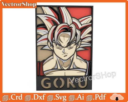 Cuadro digital de Goku para pared | Decoración Dragon Ball imprimible y personalizable