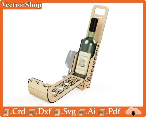 Caja de vino de corte láser personalizada | Vector CNC para regalos únicos y arte en madera