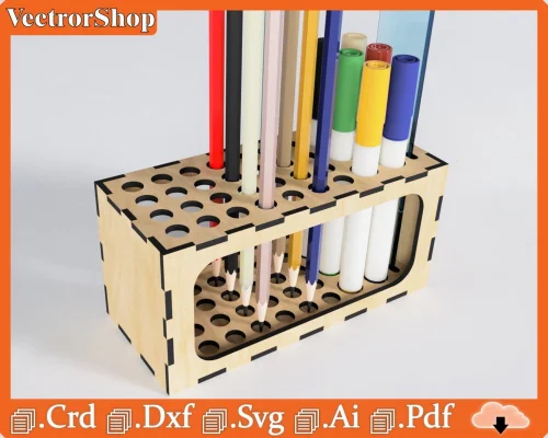Soporte de lapiceros y plumones para corte láser | Caja de almacenamiento estudiantil