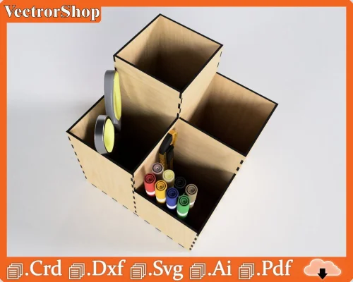 Soporte de Lapiceros para Corte Láser CNC - Organizador de Escritorio Personalizable