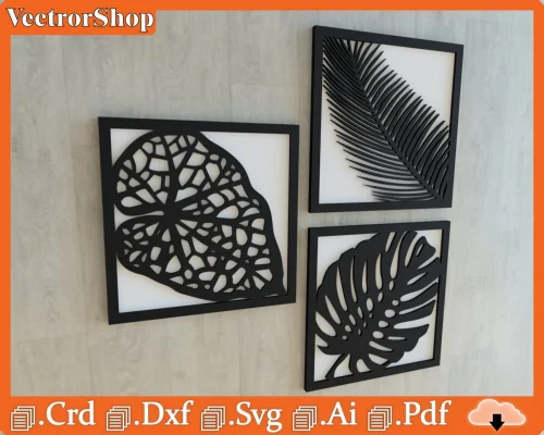 Vector Monstera - Archivo SVG de Coaster de Planta para Corte láser CNC - Arte Digital Personalizado