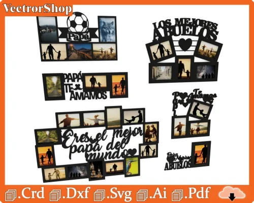 Portarretratos de Madera Personalizados para Padres y Abuelos - Corte Láser Decorativo